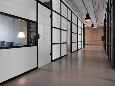 Office with privacy tint showing improved aesthetics 