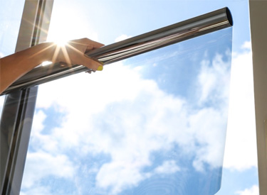 tinted office window showing lower light entering window